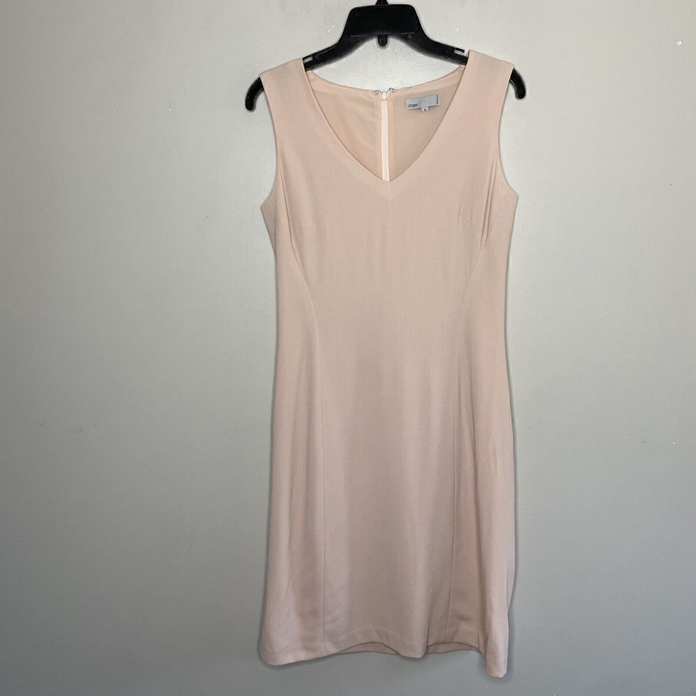 UNGER Dress Womens 6 Pink Sleeveless Lined 100% Virgin Wool Career
